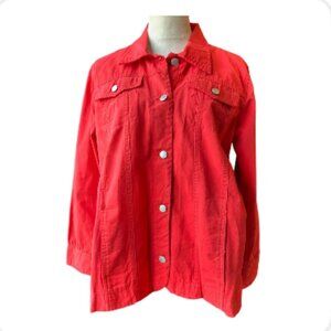 Tudor Court Red Cotton Trucker/Jean Jacket - Size Women’s L (709-4)